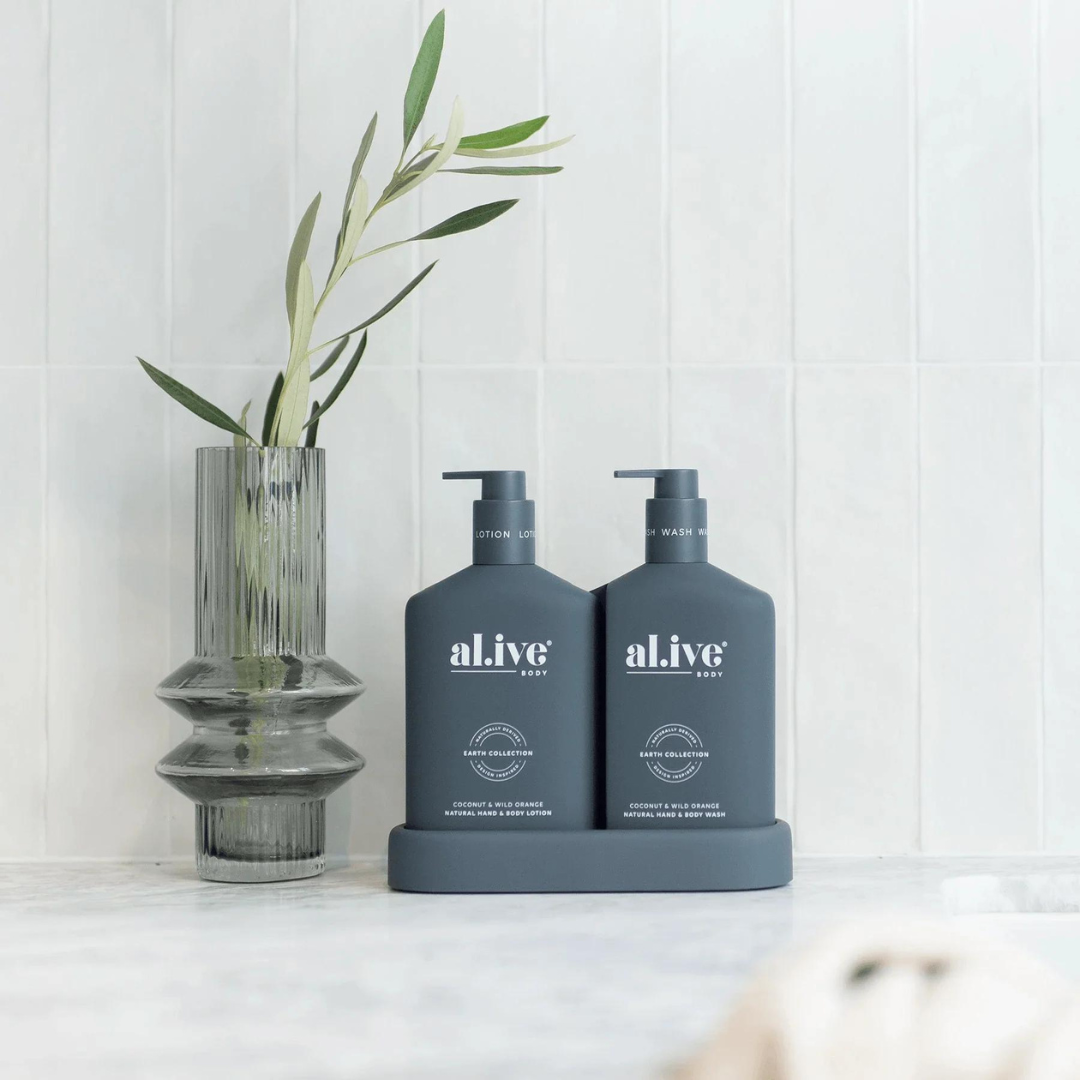 Alive Body Wash & Lotion Duo + Tray - Coconut & Wild Orange