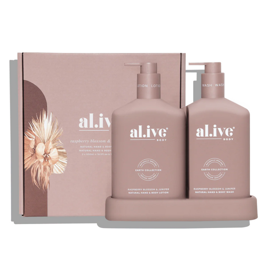 Alive Body Wash & Lotion Duo + Tray - Raspberry Blossom & Juniper