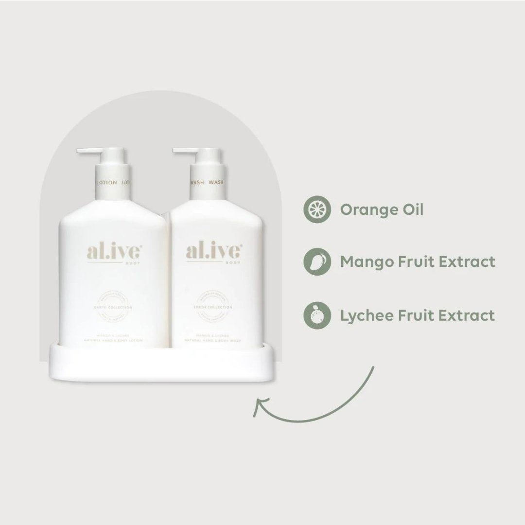 Alive Body Wash & Lotion Duo + Tray - Mango & Lychee