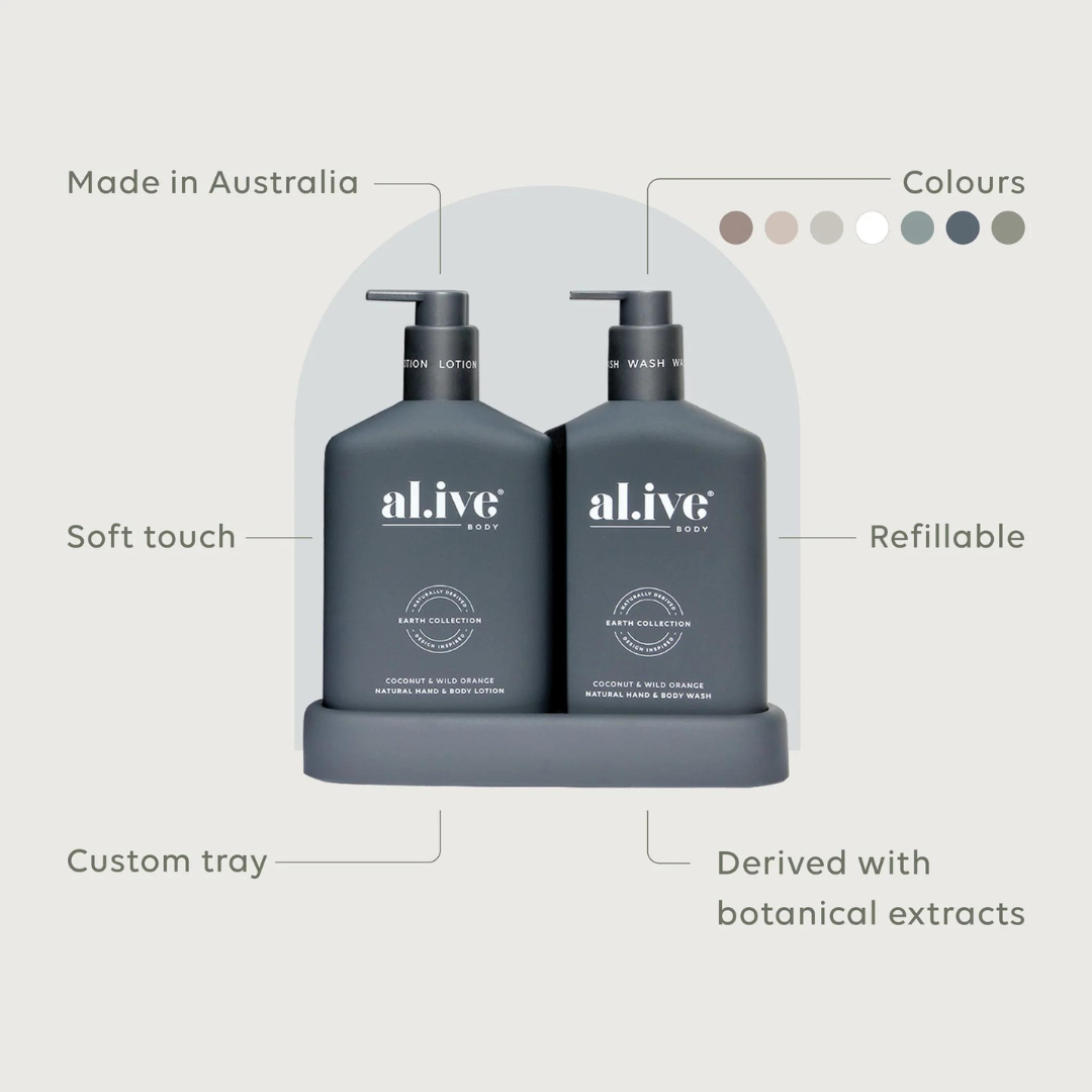 Alive Body Wash & Lotion Duo + Tray - Coconut & Wild Orange