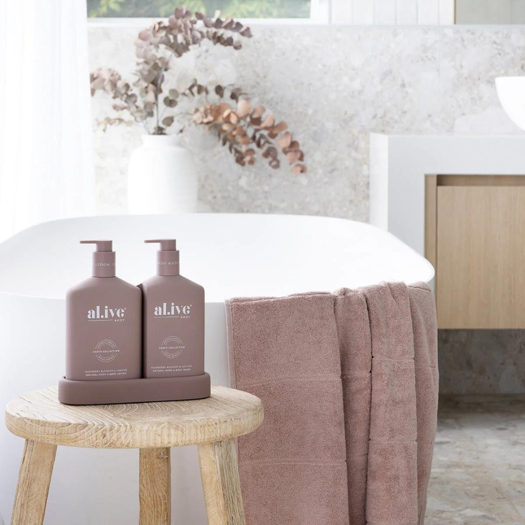 Alive Body Wash & Lotion Duo + Tray - Raspberry Blossom & Juniper