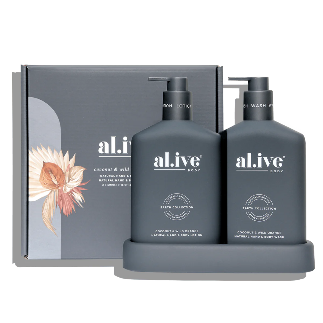 Alive Body Wash & Lotion Duo + Tray - Coconut & Wild Orange