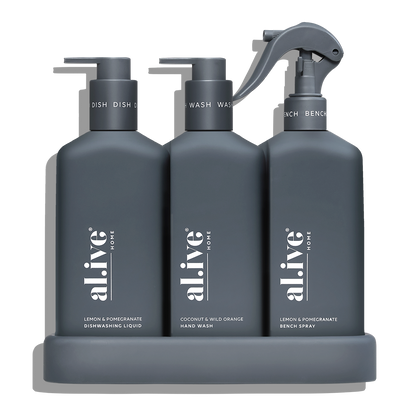 Limited Edition Kitchen Trio Dishwashing Liquid, Hand Wash & Bench Spray + Tray