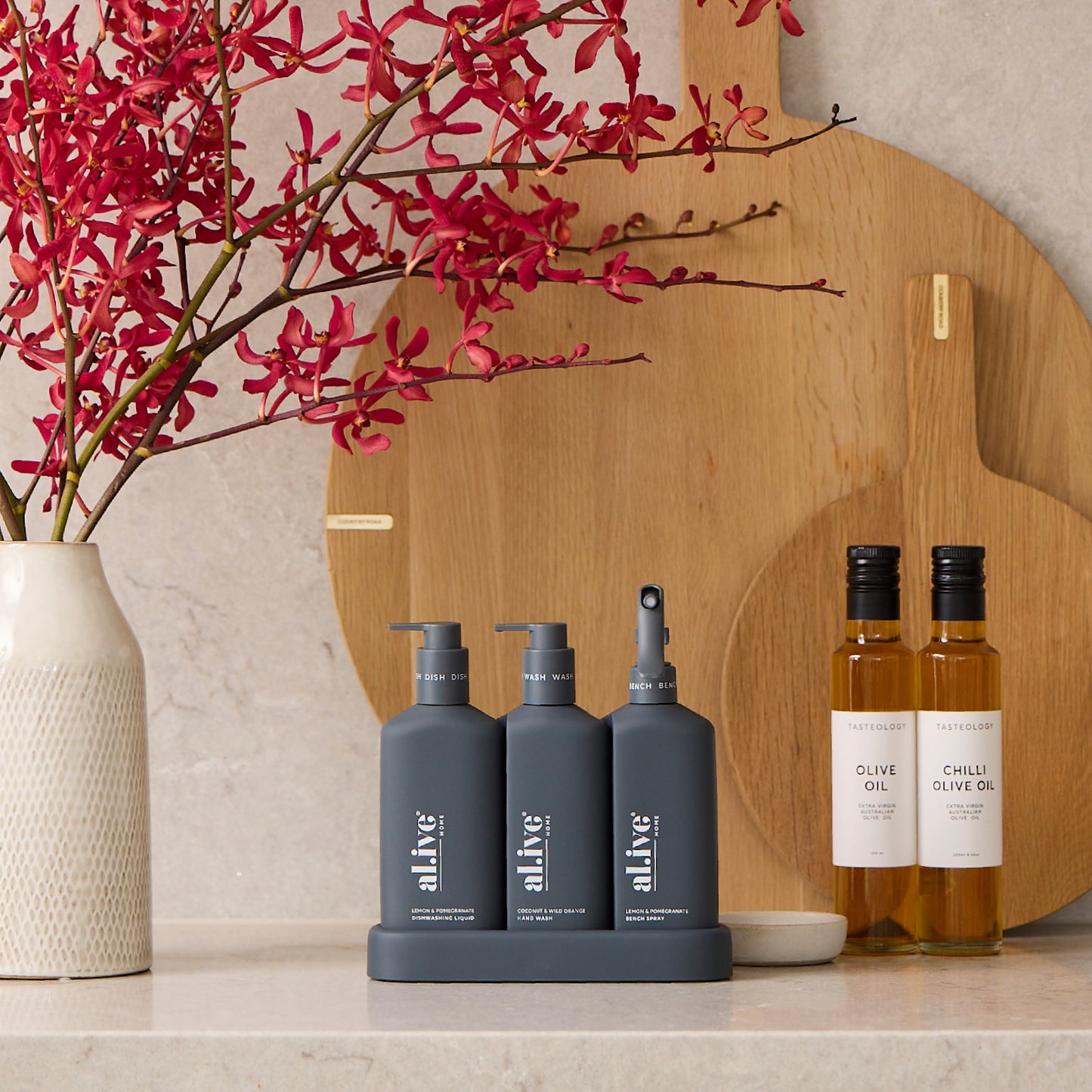 Limited Edition Kitchen Trio Dishwashing Liquid, Hand Wash & Bench Spray + Tray